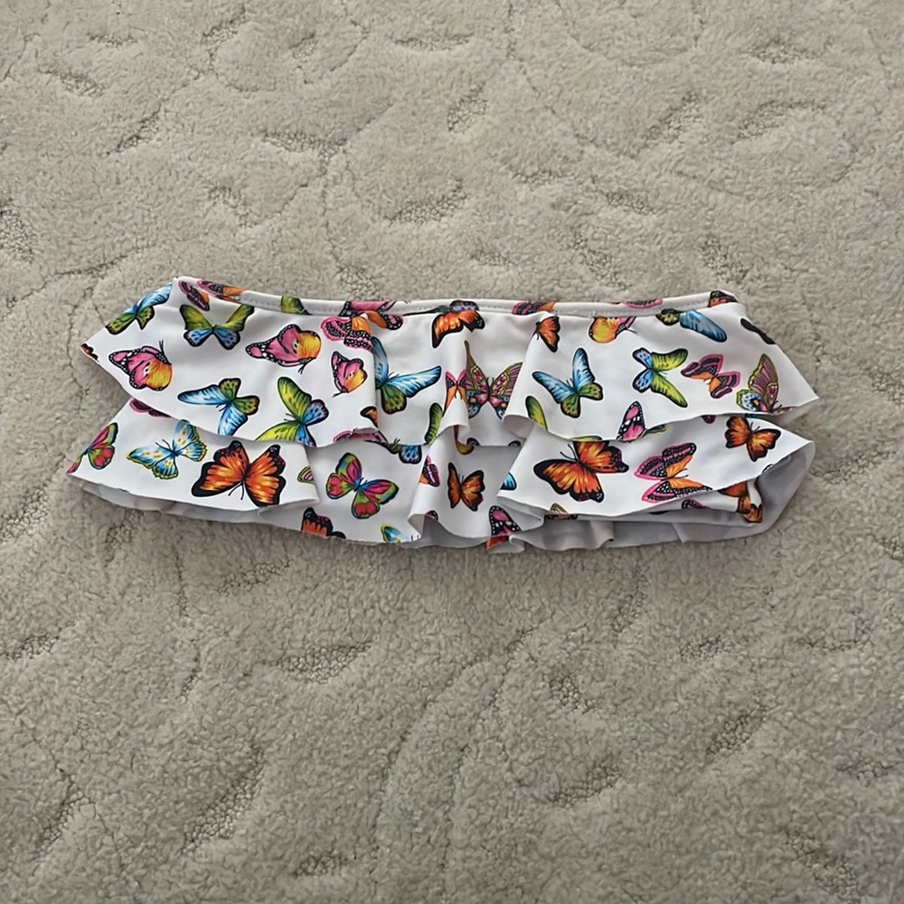 Les Tout Petits Girls Strapless Butterfly Ruffle Bikini Top